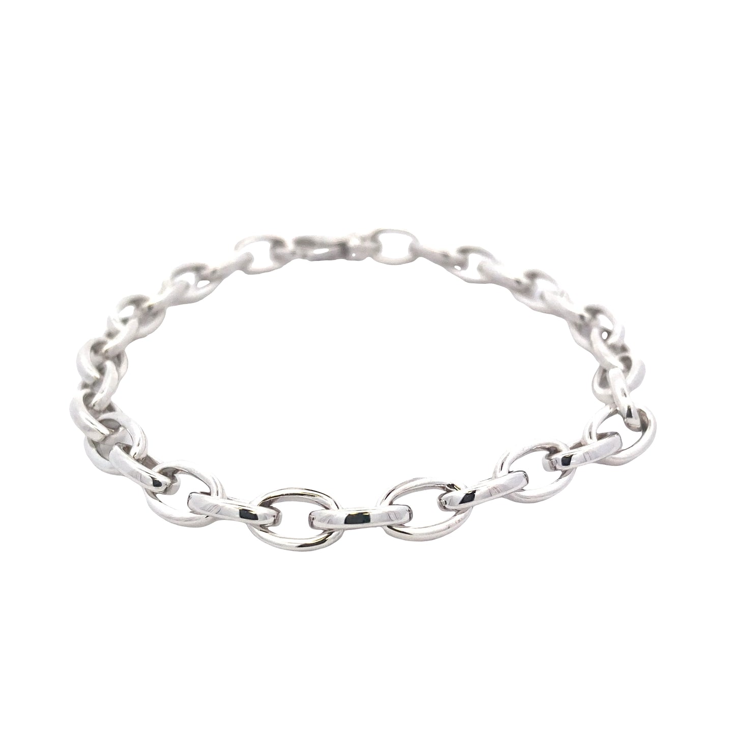 White Gold oval Link Bracelet Gardiner Brothers