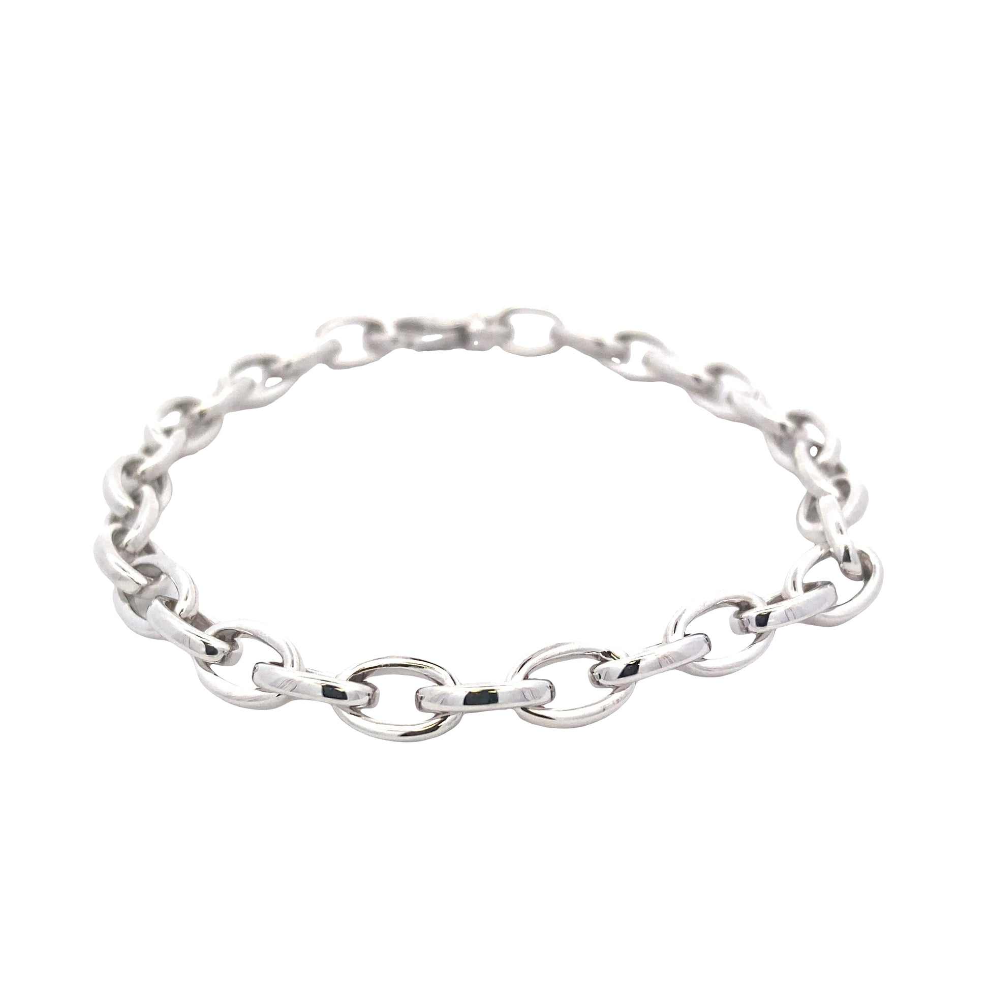White Gold oval Link Bracelet Gardiner Brothers
