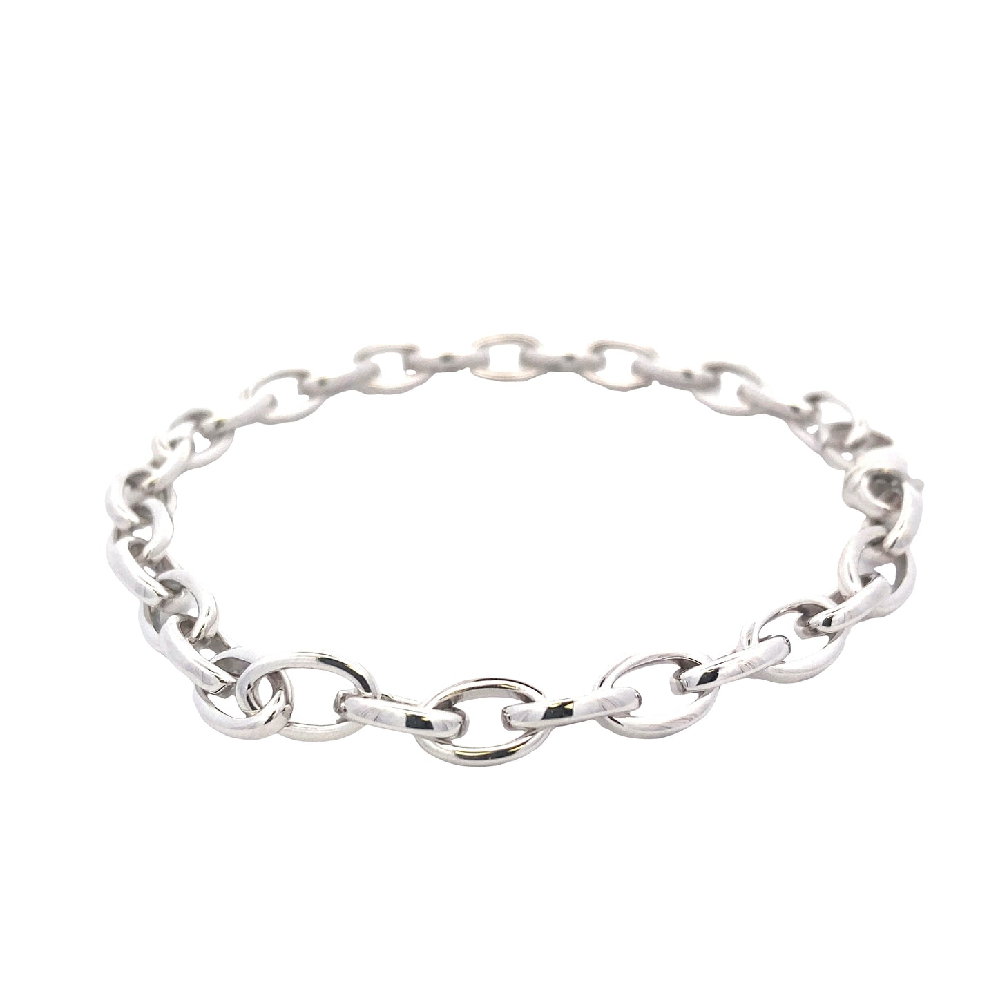 White Gold oval Link Bracelet Gardiner Brothers