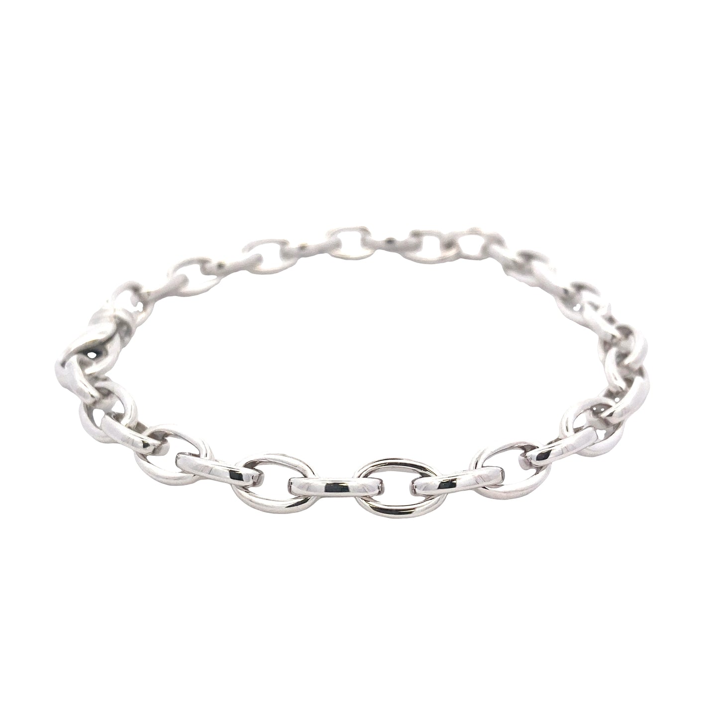 White Gold oval Link Bracelet Gardiner Brothers
