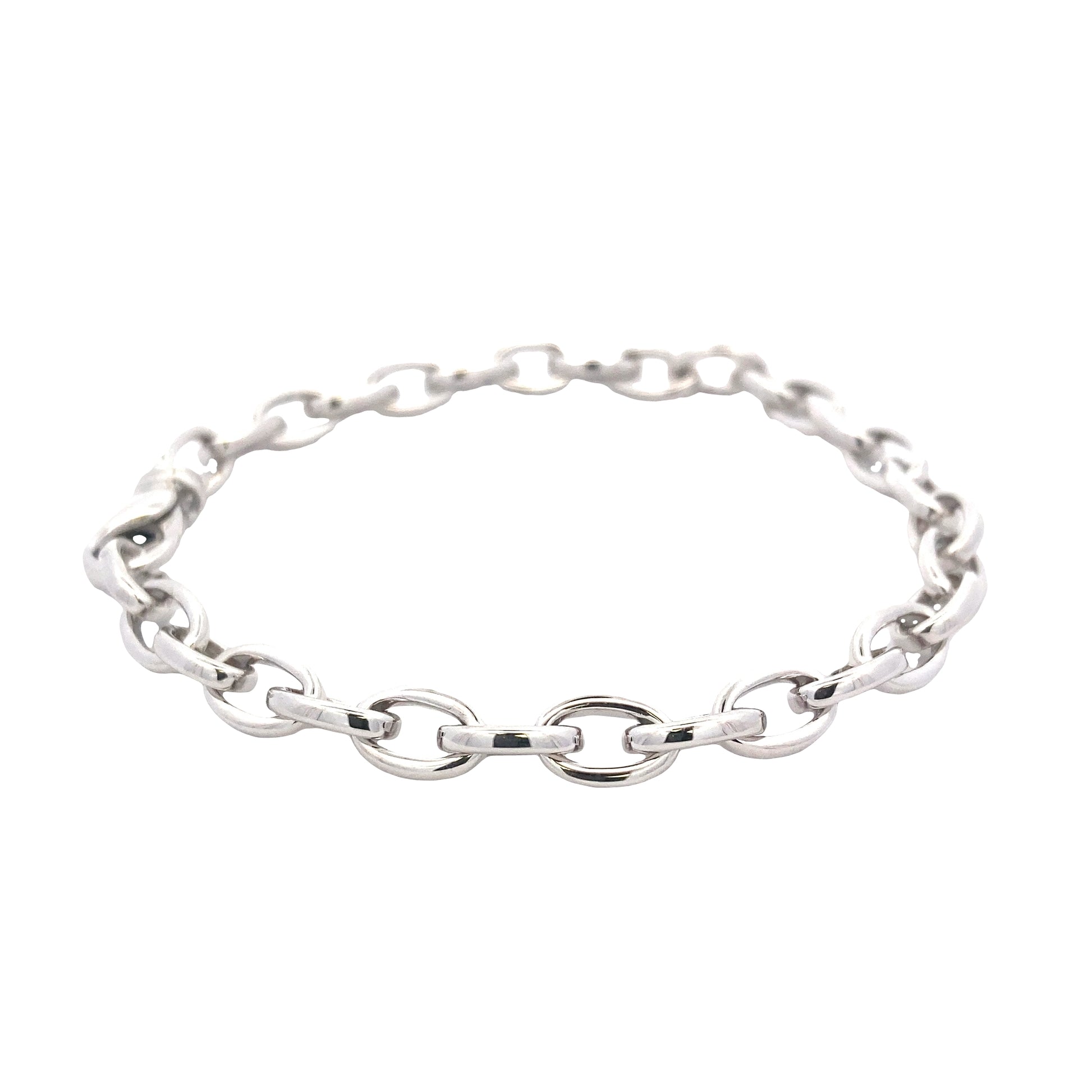 White Gold oval Link Bracelet Gardiner Brothers