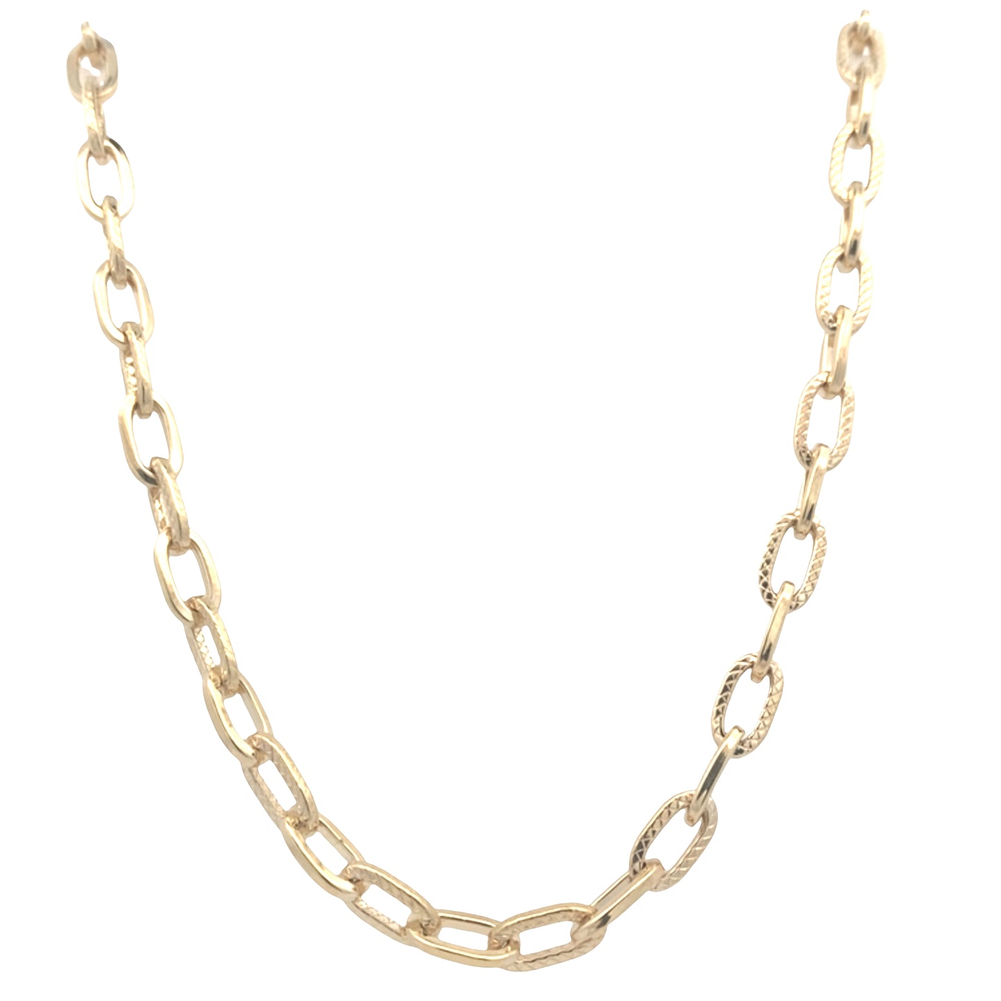 Yellow Gold Oblong Patterned Link Necklet Gardiner Brothers