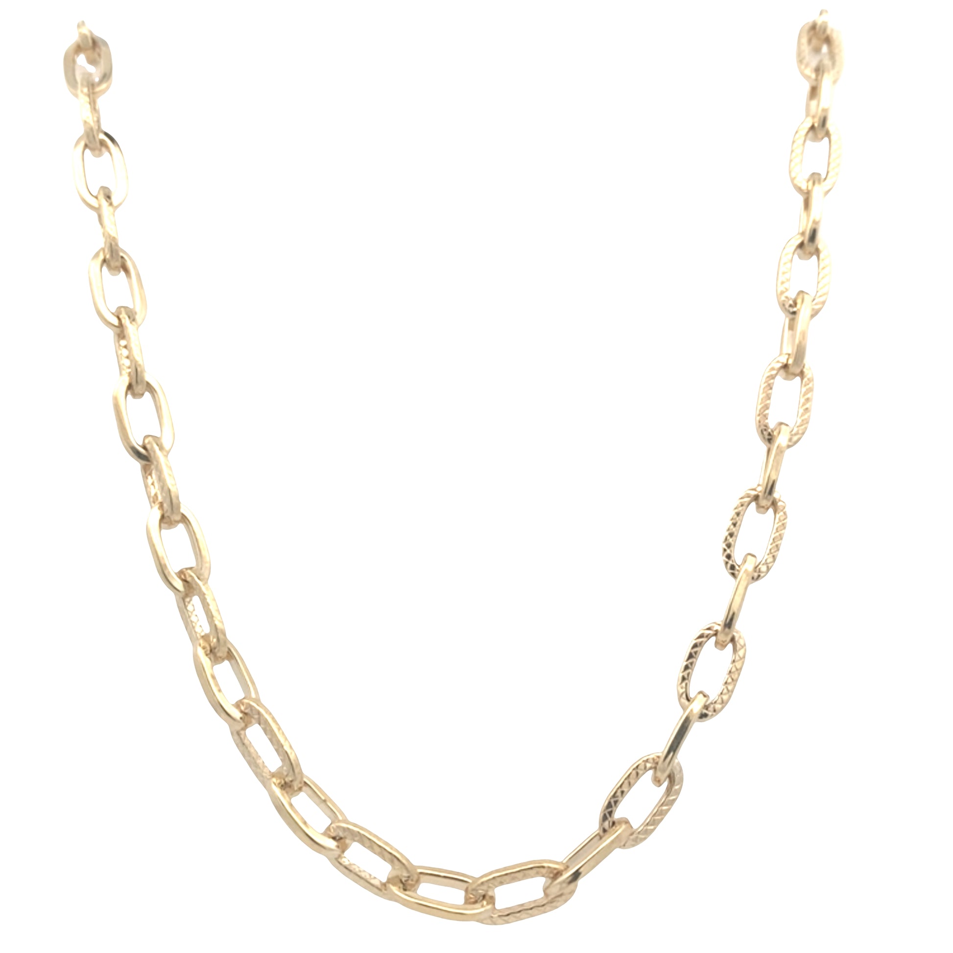Yellow Gold Oblong Patterned Link Necklet Gardiner Brothers