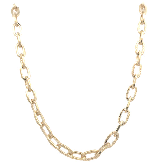 Yellow Gold Oblong Patterned Link Necklet Gardiner Brothers