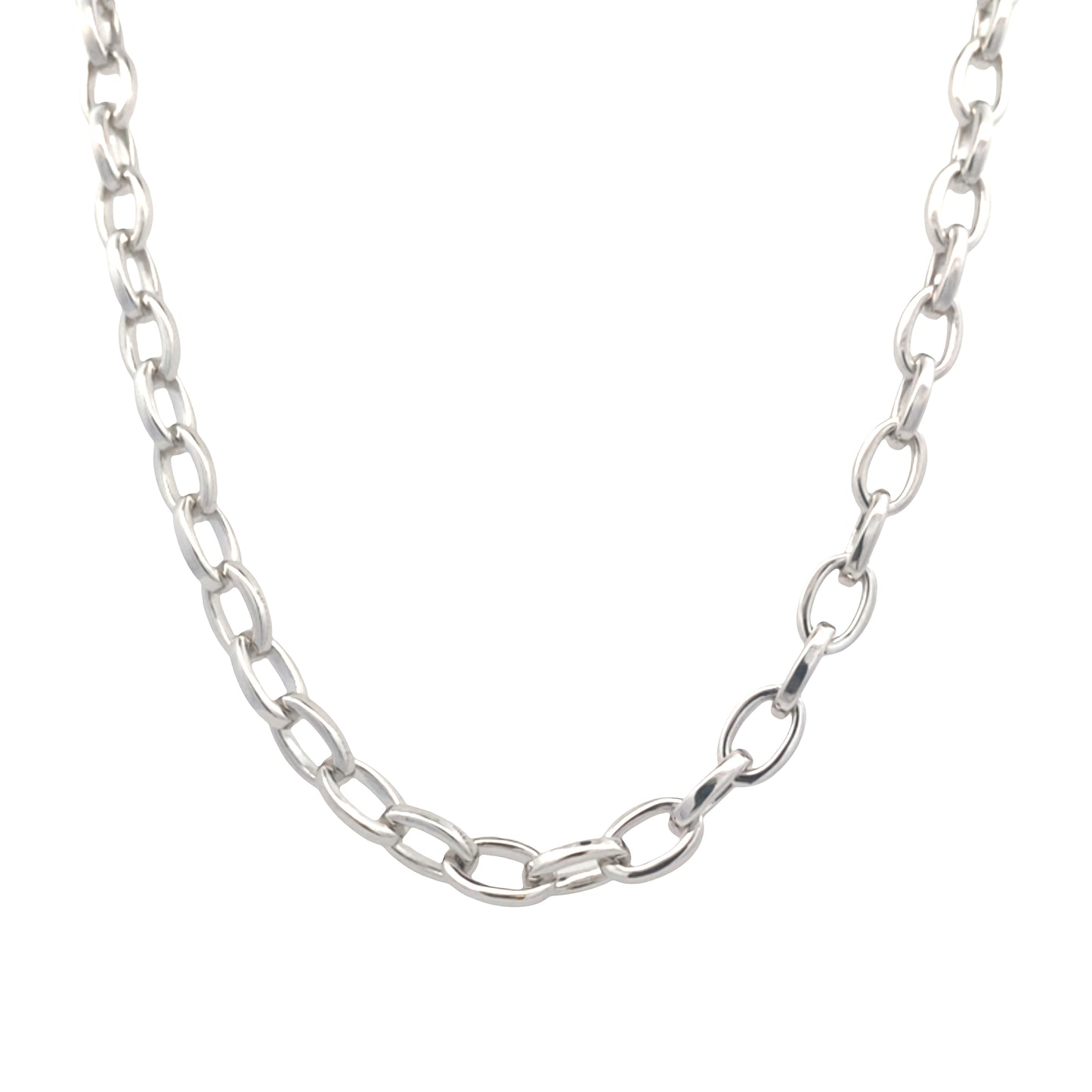 White Gold Oval Link Necklet Gardiner Brothers