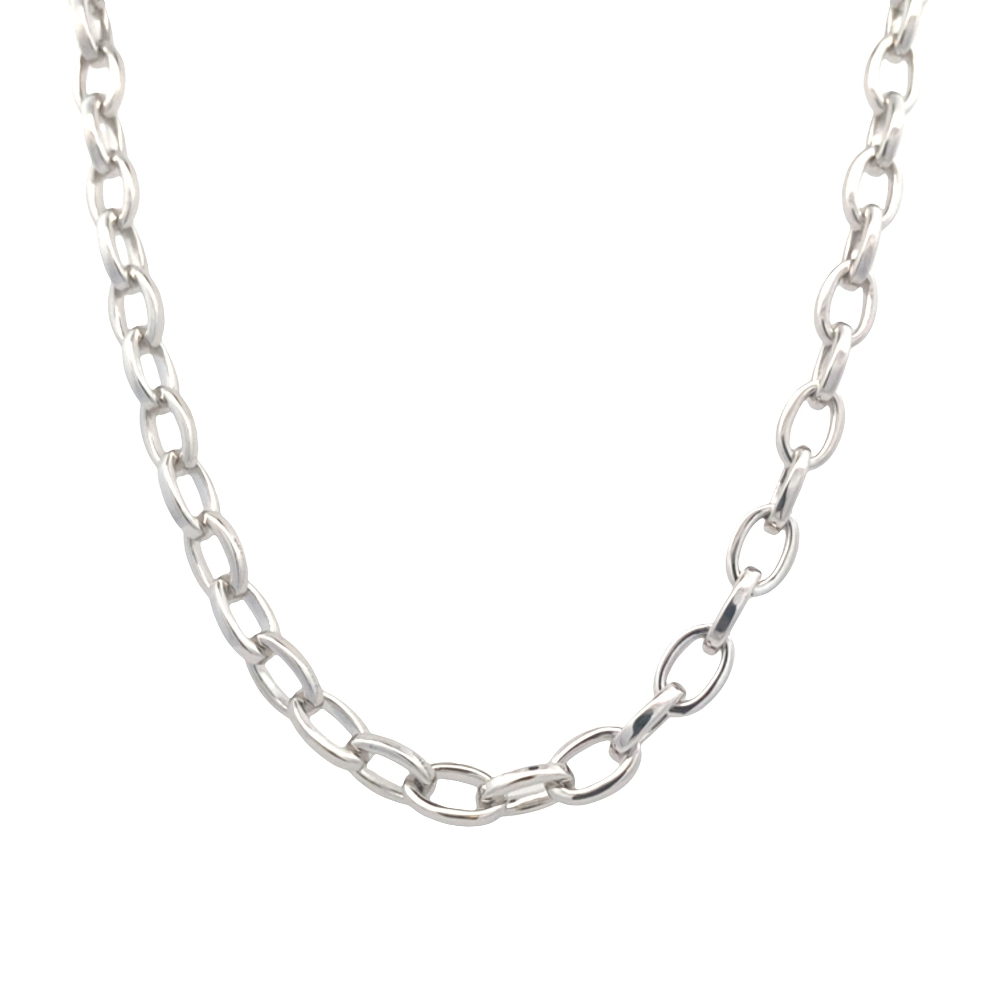 White Gold Oval Link Necklet Gardiner Brothers