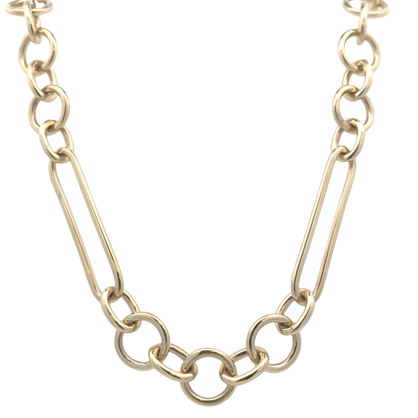 Yellow Gold Large oblong and round link necklet Gardiner Brothers