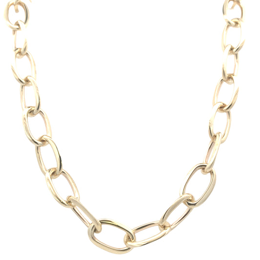 Yellow Gold Oblong Link necklet with a razor edge finish Gardiner Brothers