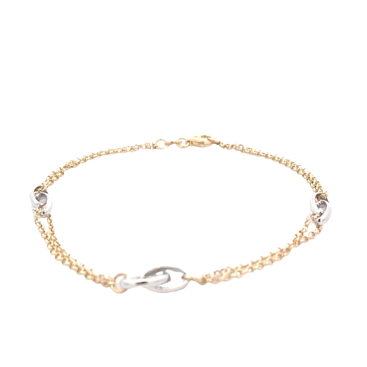 Yellow Gold Chain Bracelet with white gold oval links Gardiner Brothers
