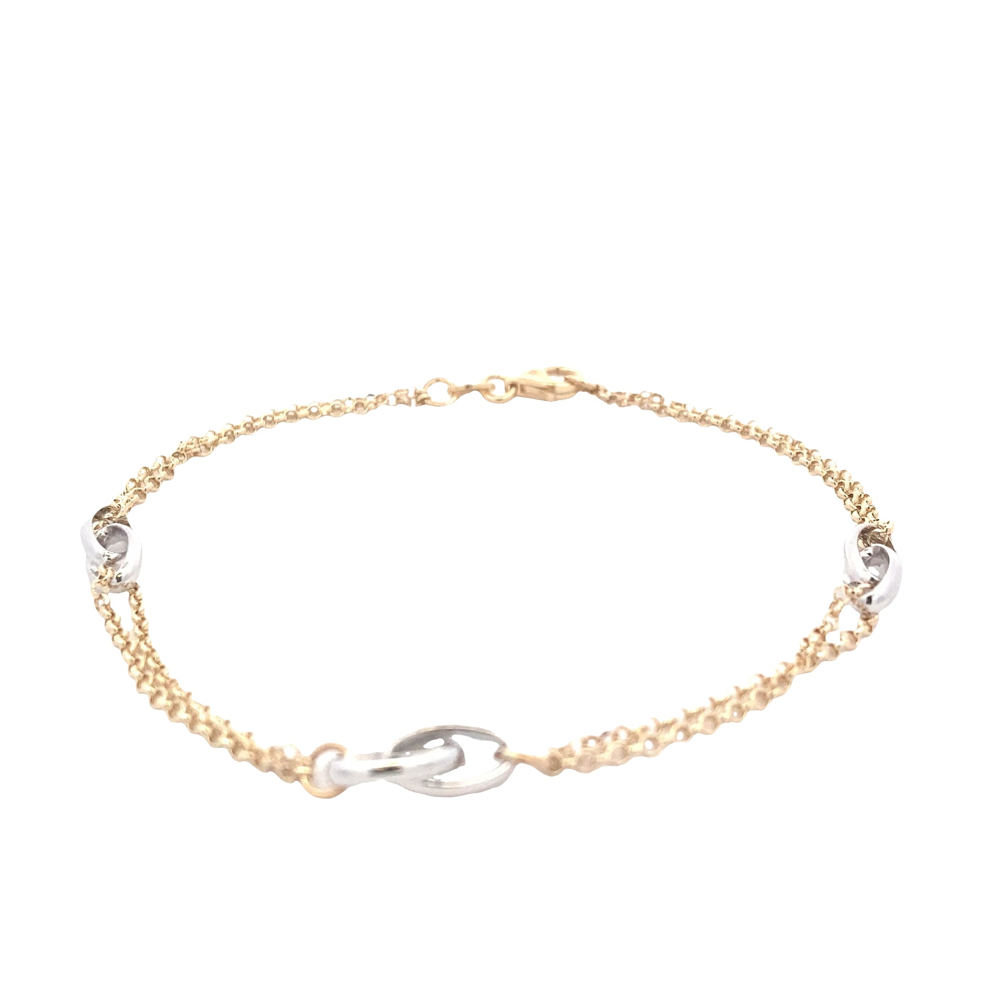 Yellow Gold Chain Bracelet with white gold oval links Gardiner Brothers