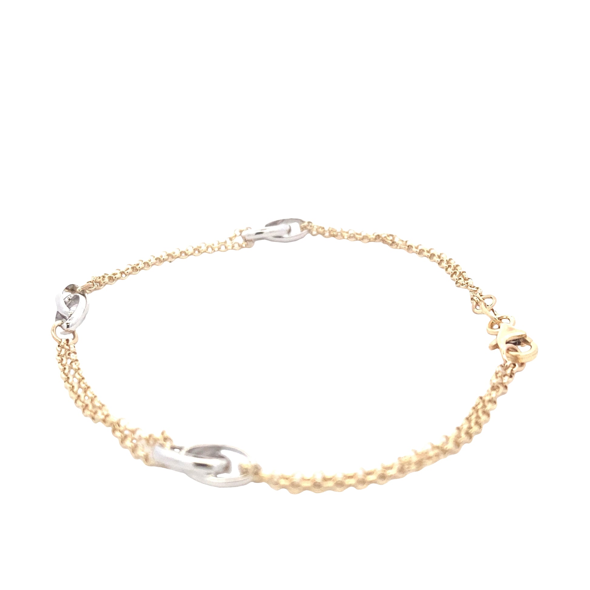 Yellow Gold Chain Bracelet with white gold oval links Gardiner Brothers