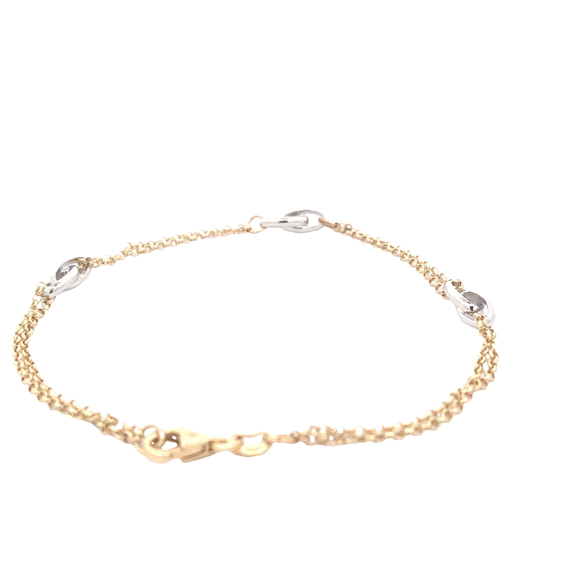Yellow Gold Chain Bracelet with white gold oval links Gardiner Brothers