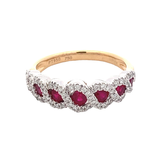 Ruby and Round Brilliant Cut Diamond Halo Style Dress Ring Gardiner Brothers