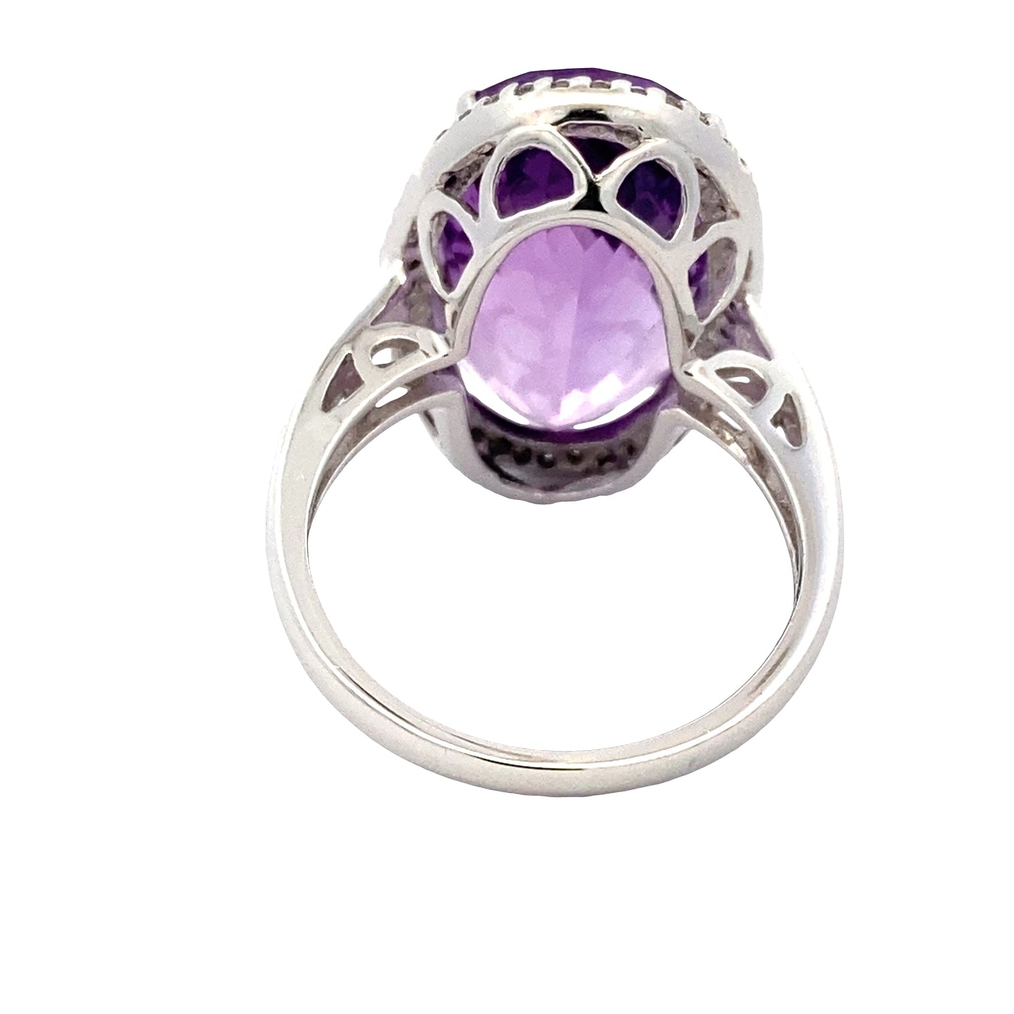 Oval Amethyst and Round Brilliant Cut Diamond Halo Ring Gardiner Brothers
