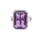 Octagonal Amethyst and Round Brilliant Cut Diamond Halo Ring with Split Diamond Set Shoulders Gardiner Brothers