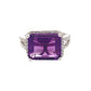 Octagonal Amethyst and Round Brilliant Cut Diamond Halo Ring with Split Diamond Set Shoulders Gardiner Brothers