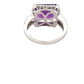 Octagonal Amethyst and Round Brilliant Cut Diamond Halo Ring with Split Diamond Set Shoulders Gardiner Brothers