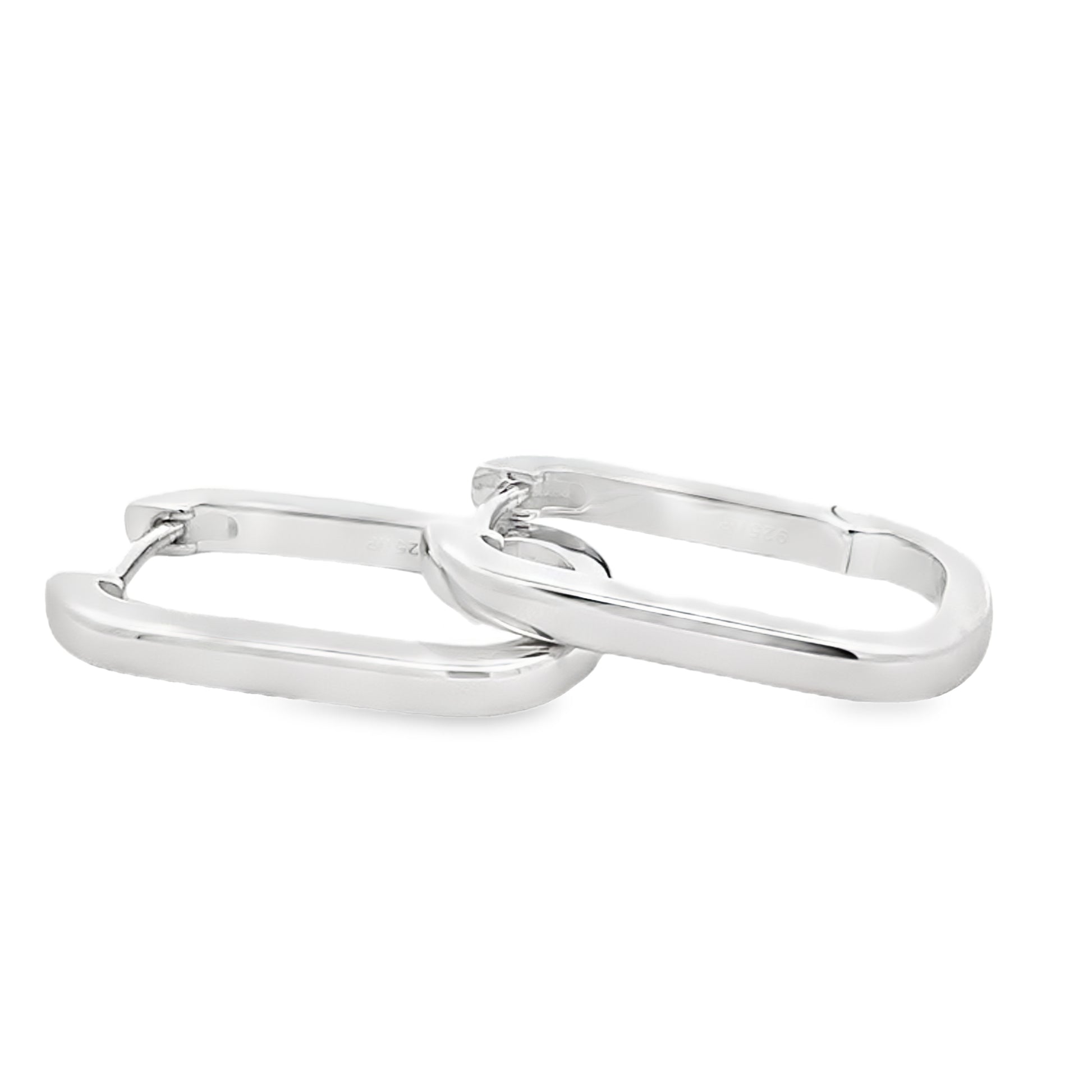 Silver Rectangular Hoop Earrings Gardiner Brothers
