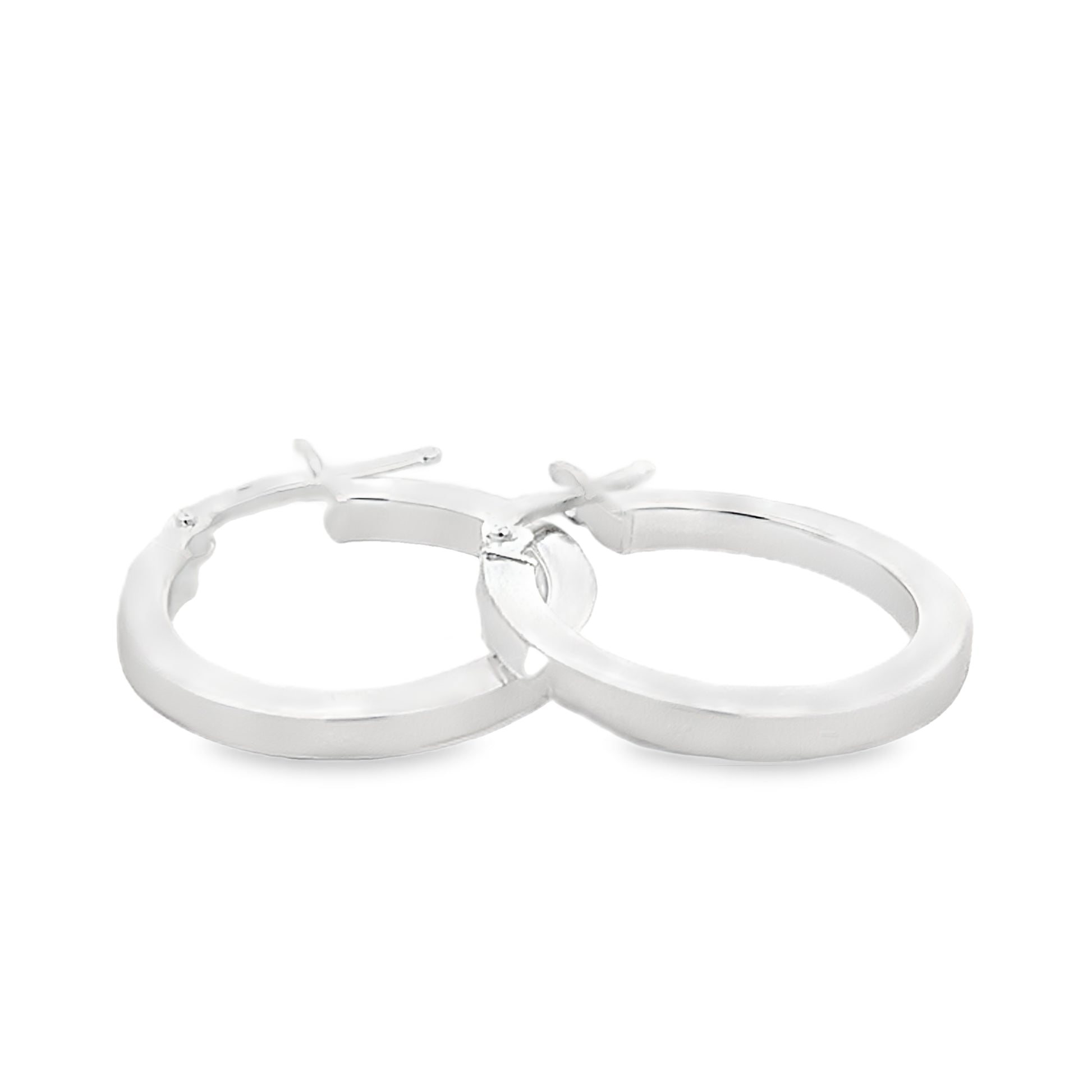 Silver 15mm Flat Square Profile Hoop Earrings Gardiner Brothers