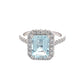 Octagonal Aquamarine and Diamond Halo Style Ring Gardiner Brothers