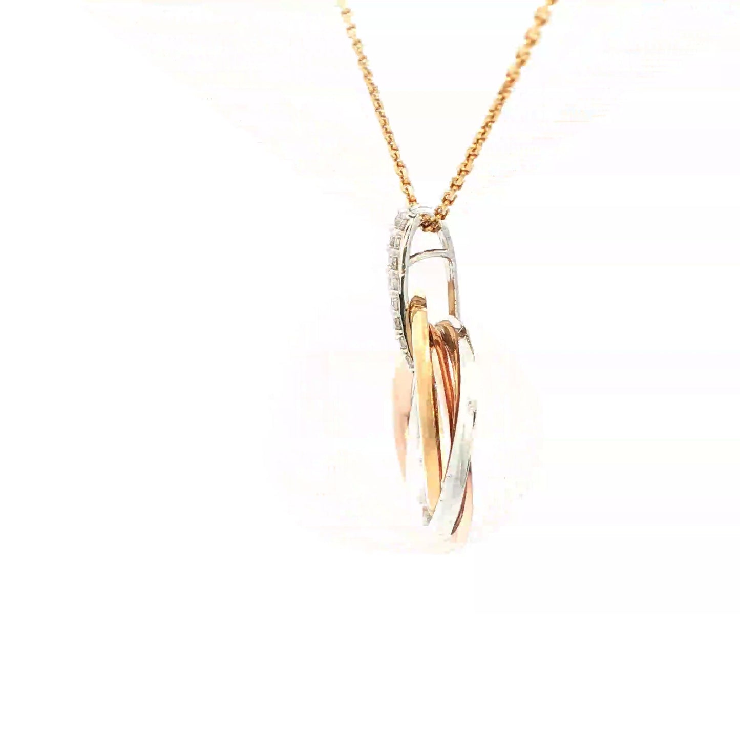 3 Colour Interlocking Circles Pendant with Diamond Bale Gardiner Brothers