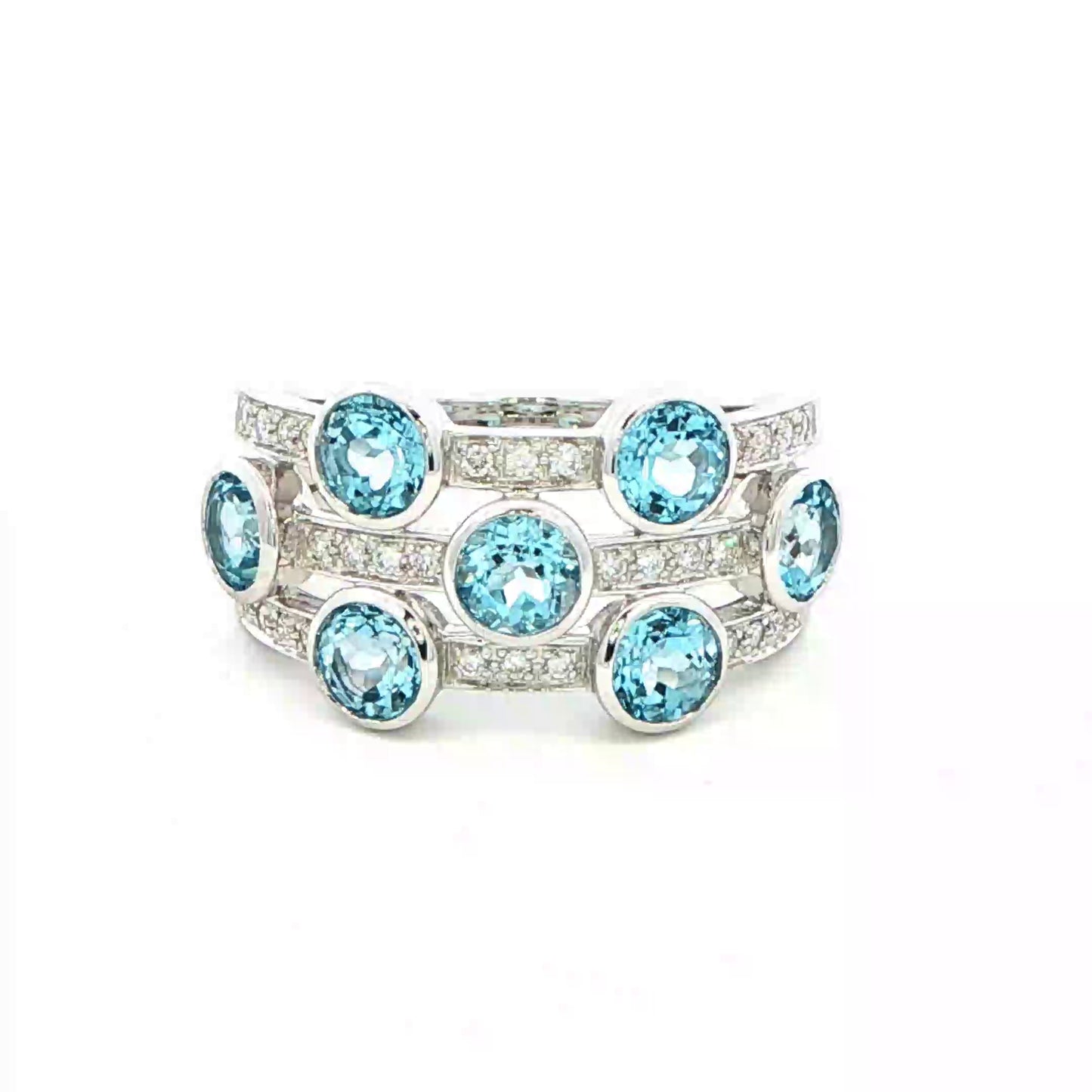 White Gold Topaz and Diamond Bubble Style Ring Gardiner Brothers