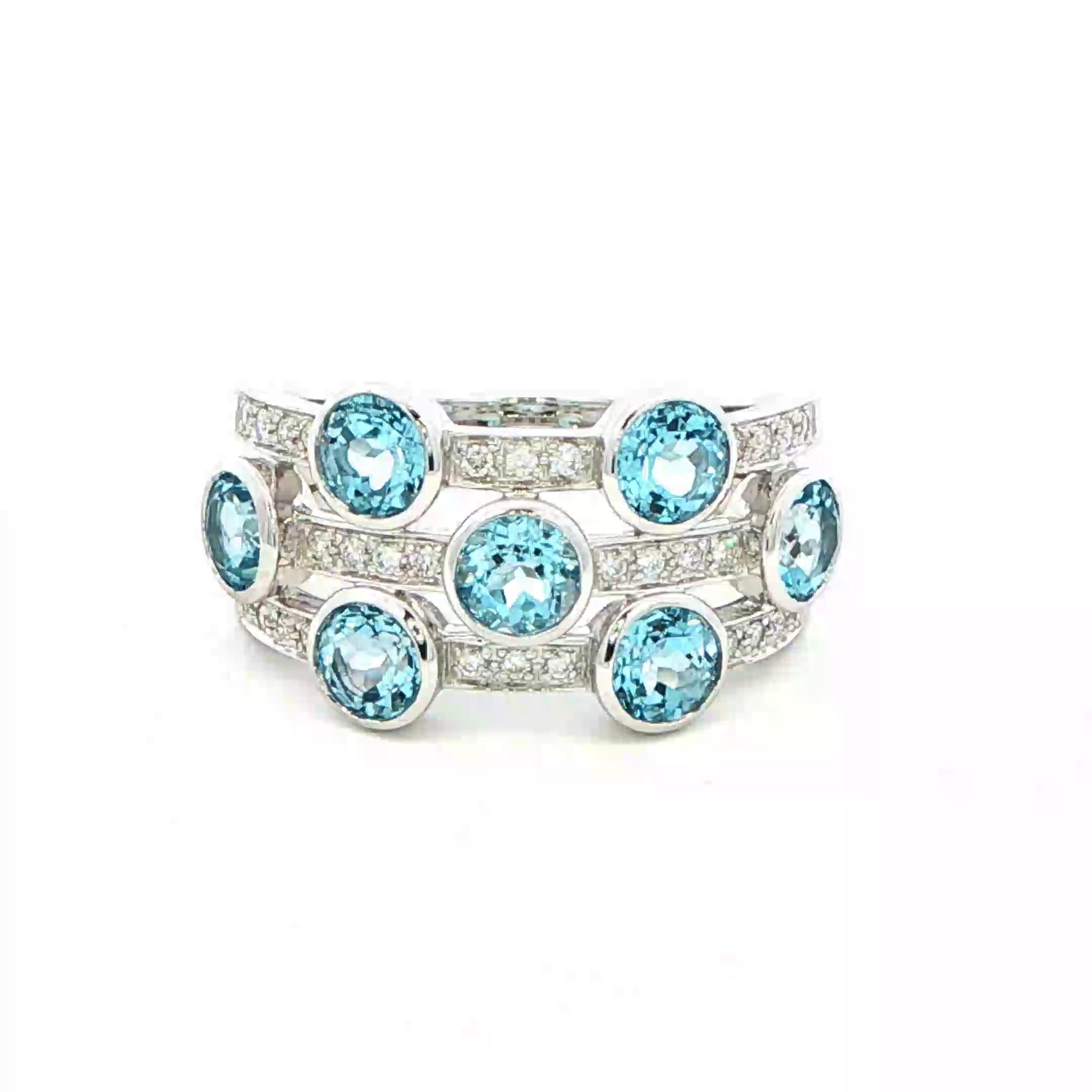 White Gold Topaz and Diamond Bubble Style Ring Gardiner Brothers