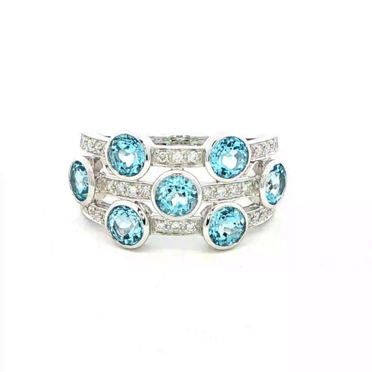 White Gold Topaz and Diamond Bubble Style Ring Gardiner Brothers