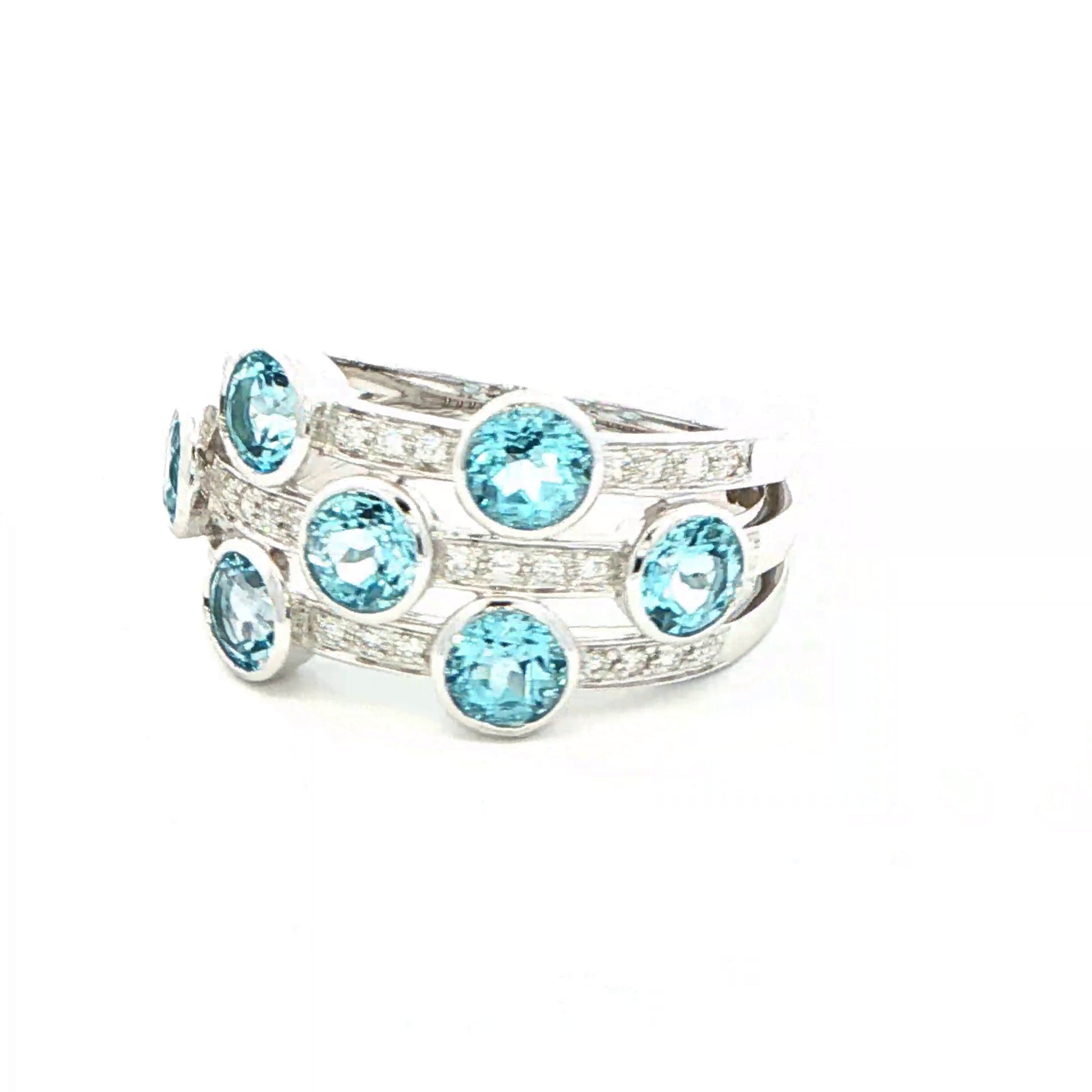 White Gold Topaz and Diamond Bubble Style Ring Gardiner Brothers