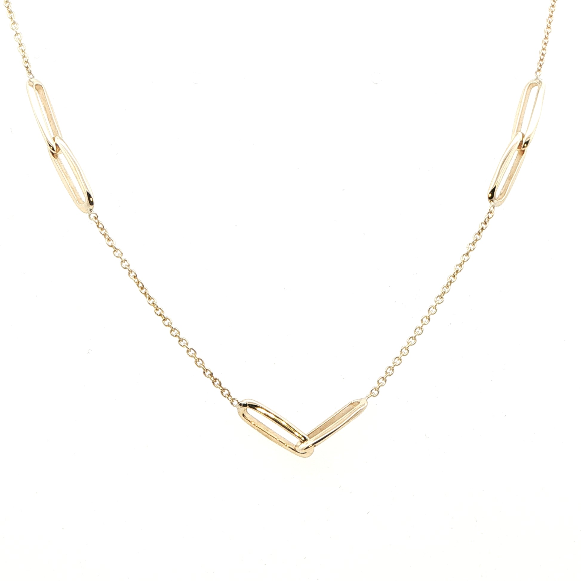 Yellow Gold Paper-Clip Station Style Necklet Gardiner Brothers