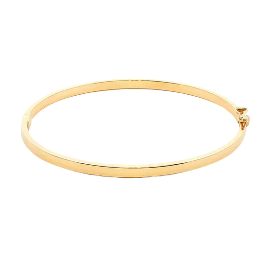 Yellow Gold 3mm Solid Bangle in a Flat Profile Gardiner Brothers