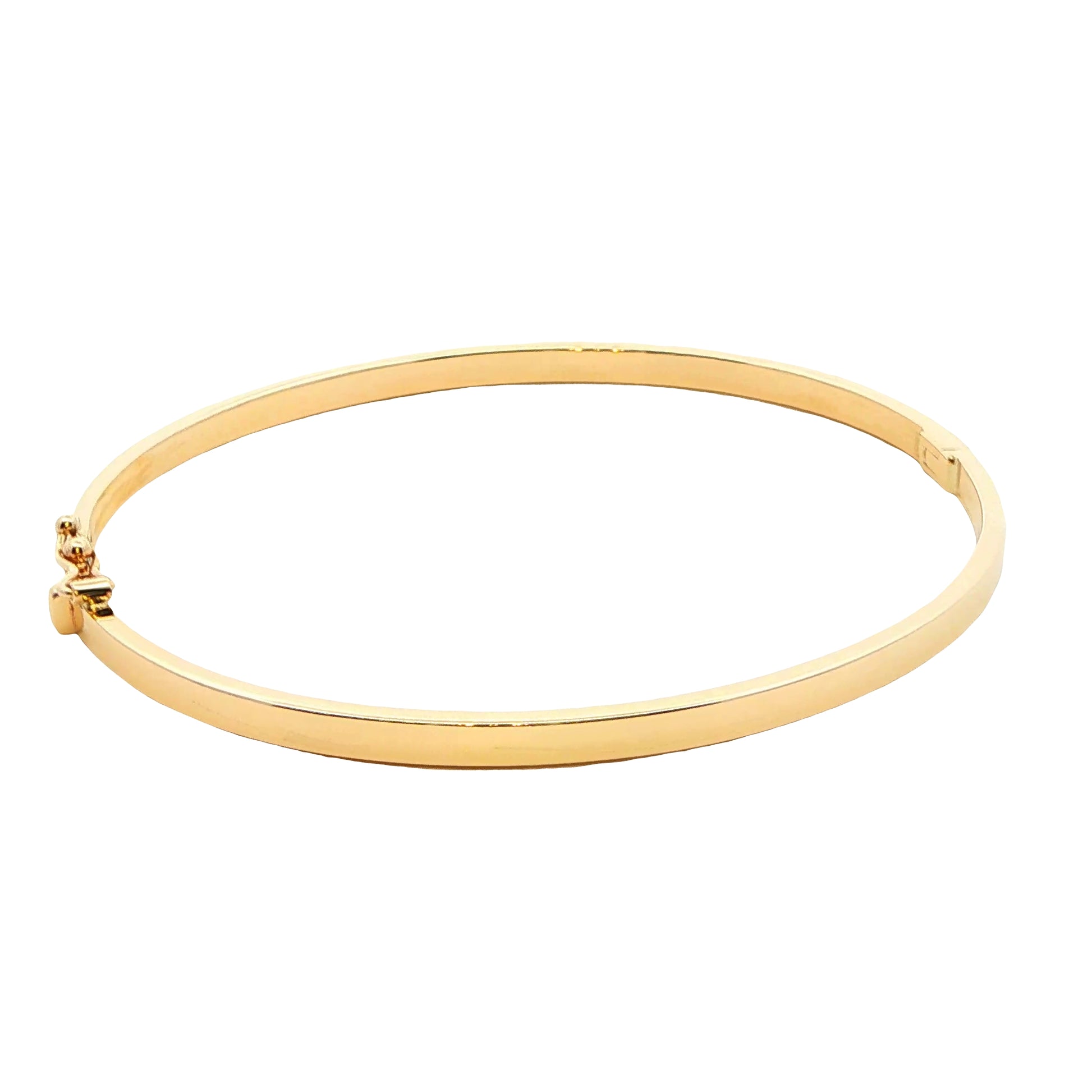Yellow Gold 3mm Solid Bangle in a Flat Profile Gardiner Brothers
