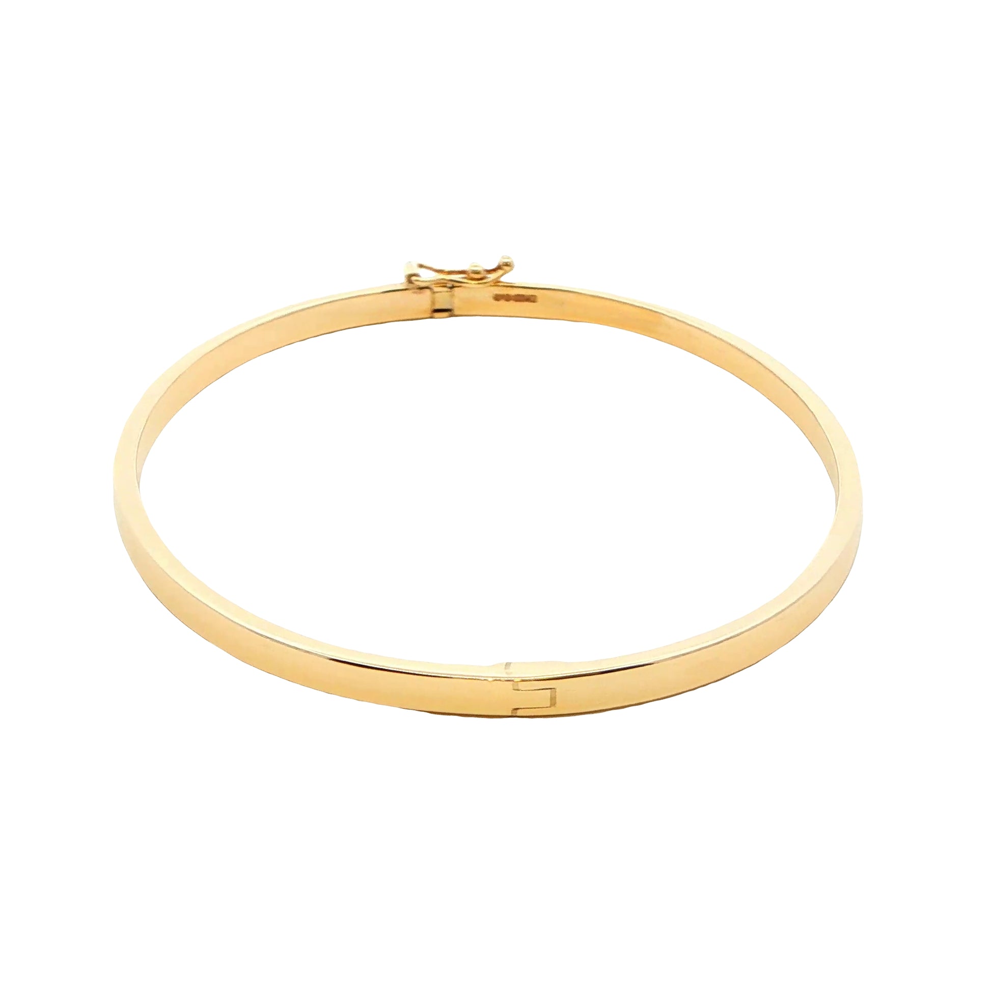 Yellow Gold 3mm Solid Bangle in a Flat Profile Gardiner Brothers