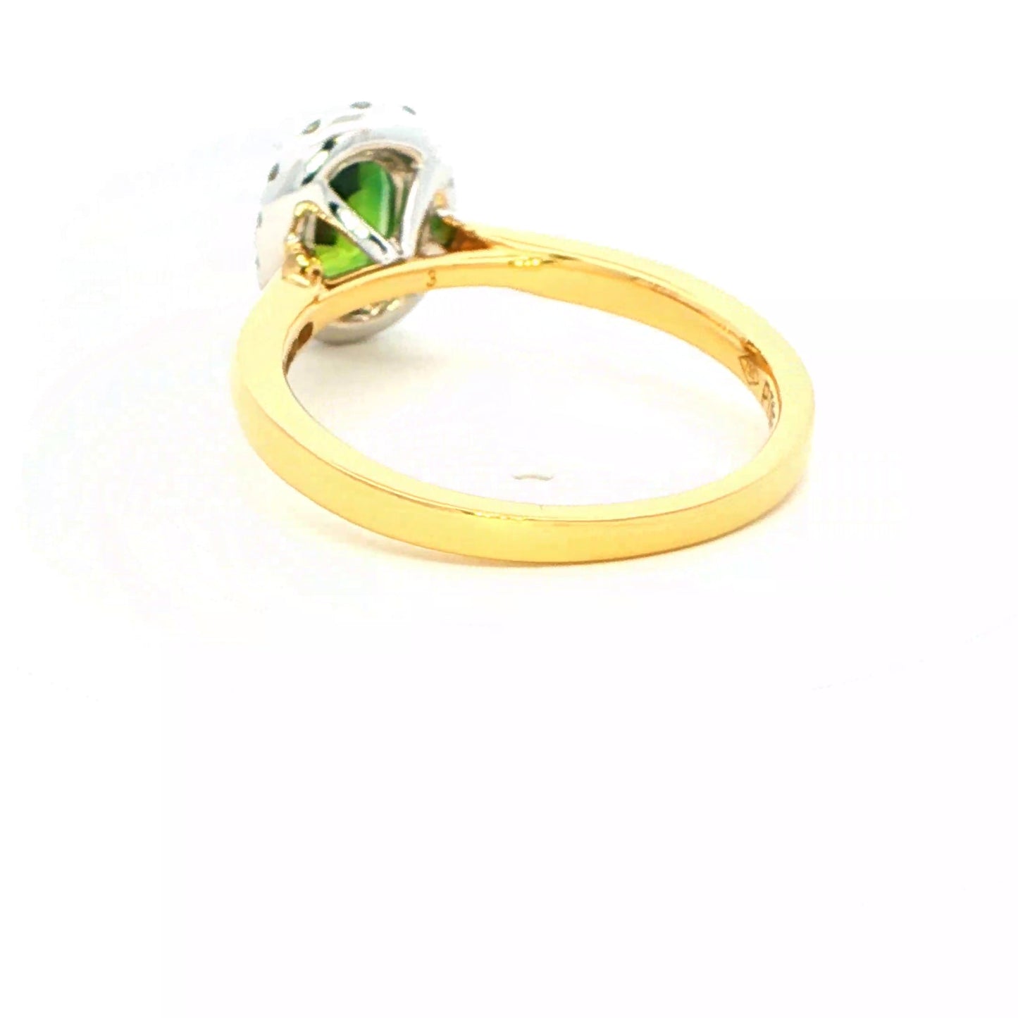 Green Sapphire and Round Brilliant Cut Diamond Halo Ring Gardiner Brothers