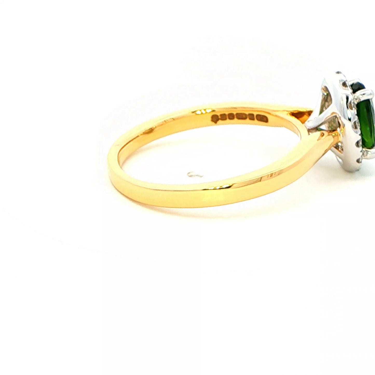 Green Sapphire and Round Brilliant Cut Diamond Halo Ring Gardiner Brothers