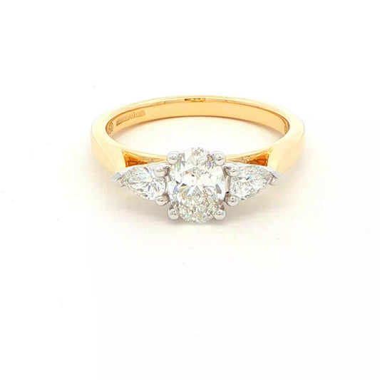 Oval and pear shaped diamond 3 stone ring - 1.00cts Gardiner Brothers