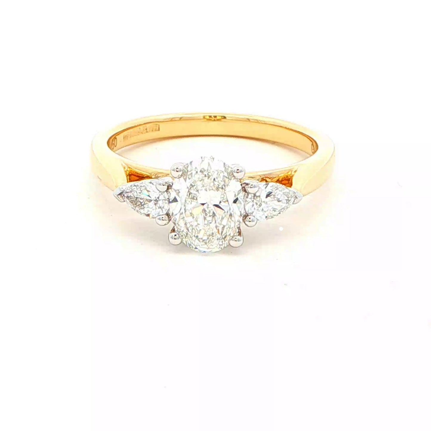 Oval and Pear Shaped Diamond 3 Stone Ring - 1.30cts Gardiner Brothers