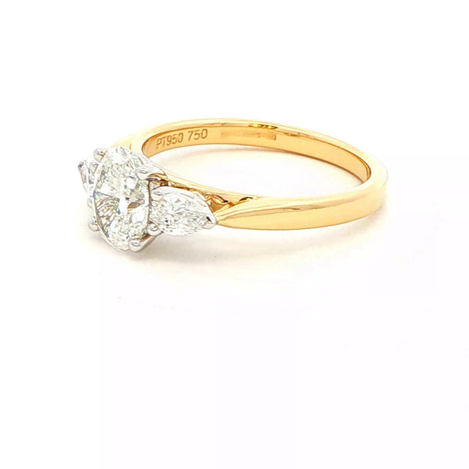 Oval and Pear Shaped Diamond 3 Stone Ring - 1.30cts Gardiner Brothers