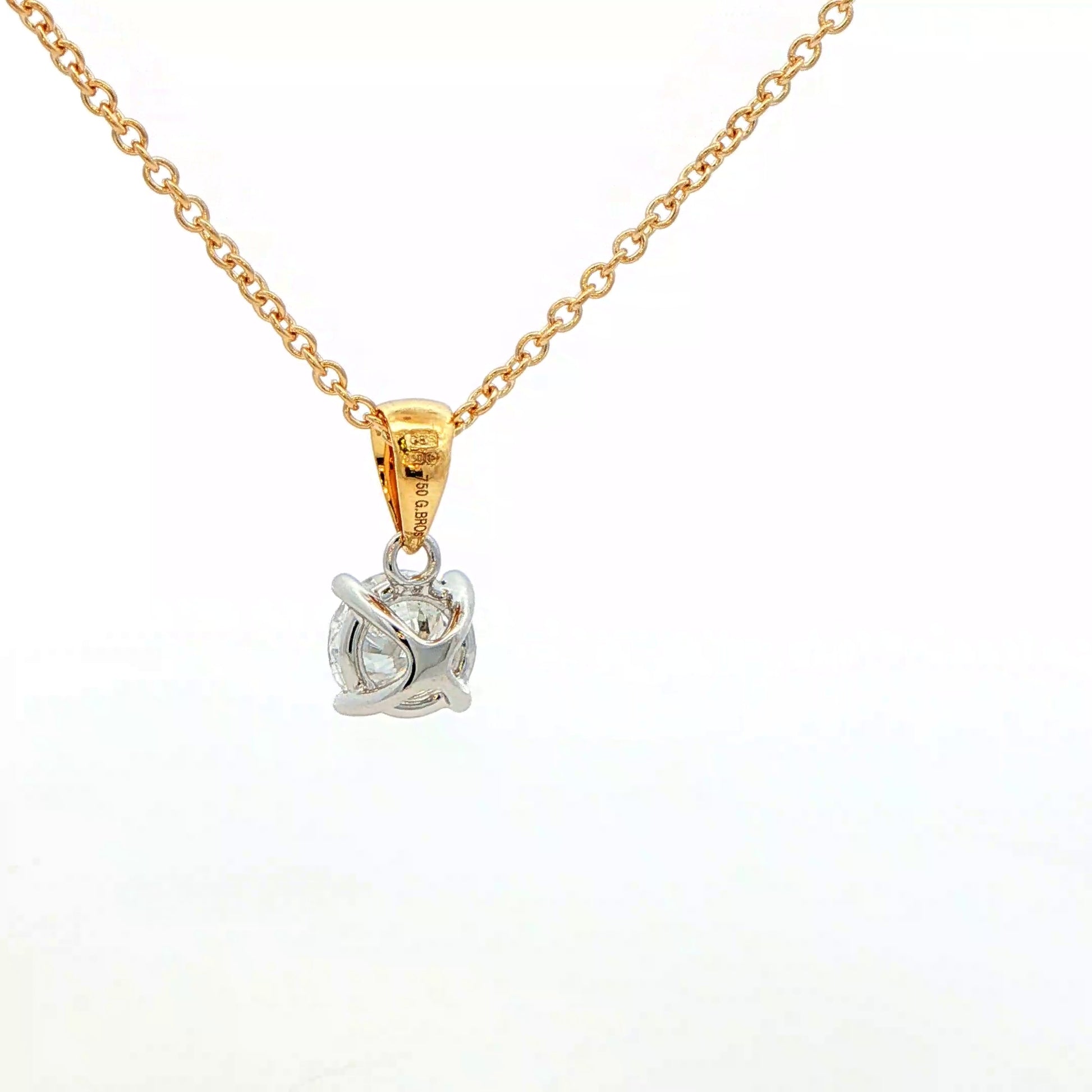 round brilliant cut diamond solitaire pendant - 1.00cts Gardiner Brothers
