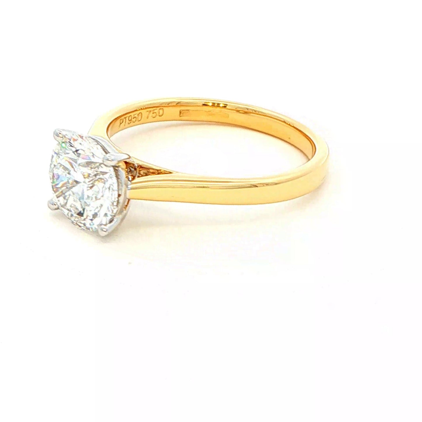 Yellow Gold Round Brilliant cut diamond solitaire ring - 1.70cts Gardiner Brothers