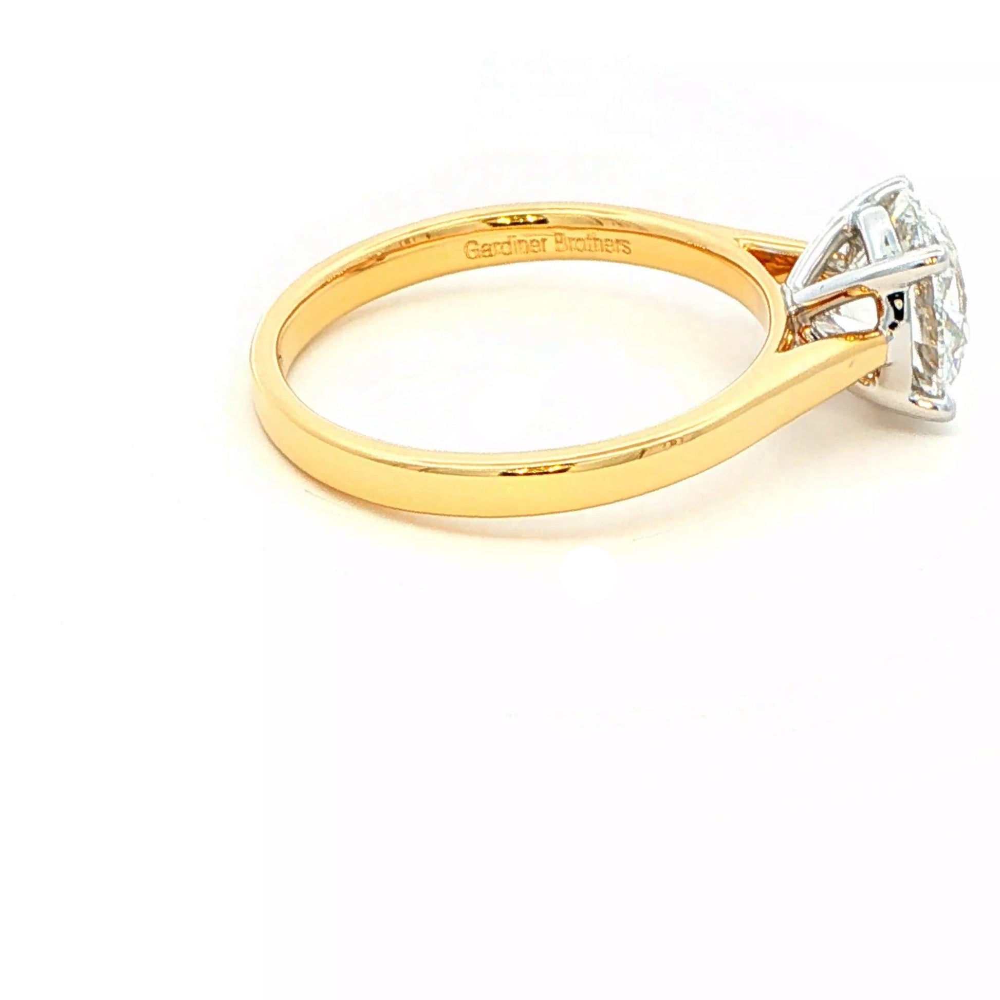 Yellow Gold Round Brilliant cut diamond solitaire ring - 1.70cts Gardiner Brothers