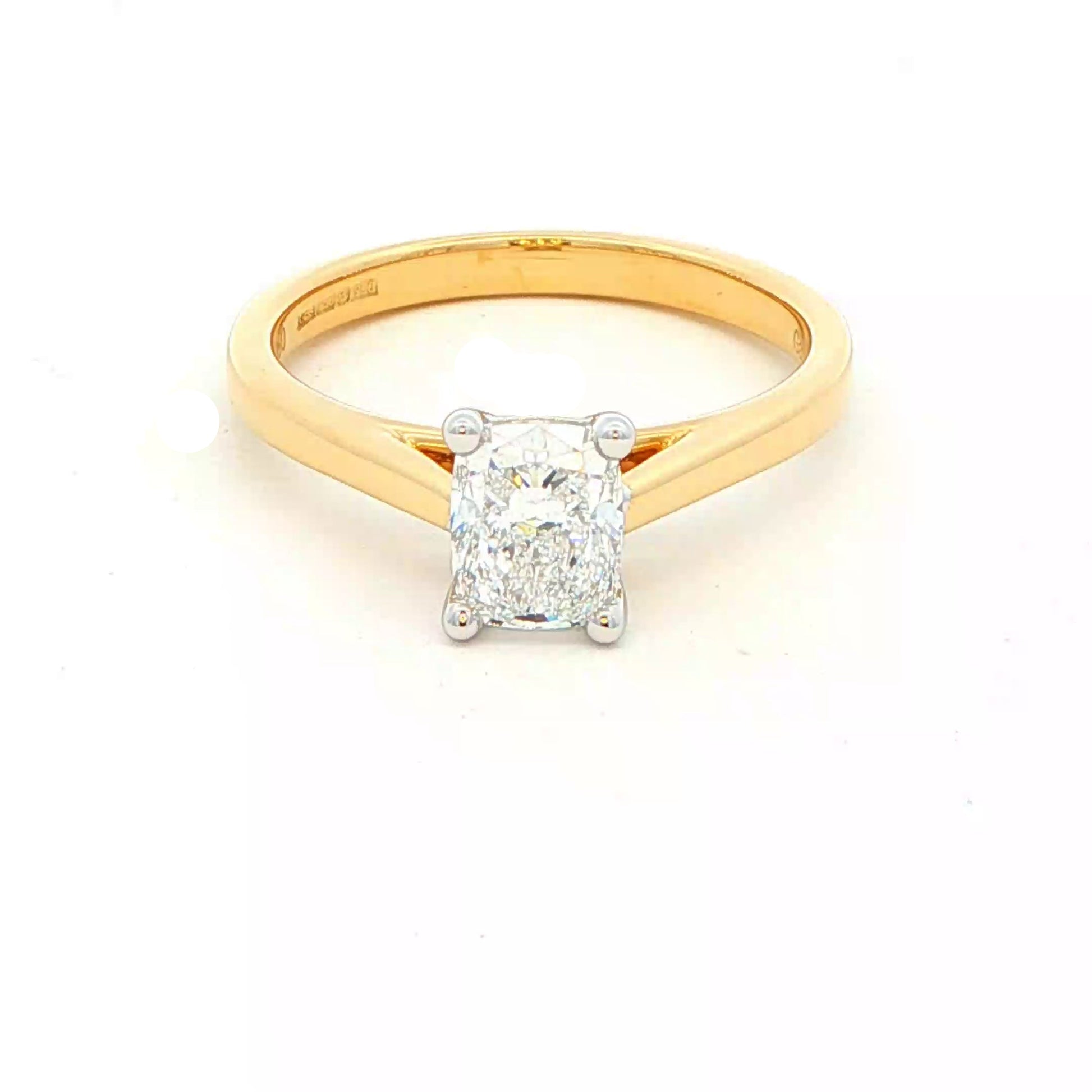 Elongated cushion shaped diamond solitaire ring - 0.90cts Gardiner Brothers
