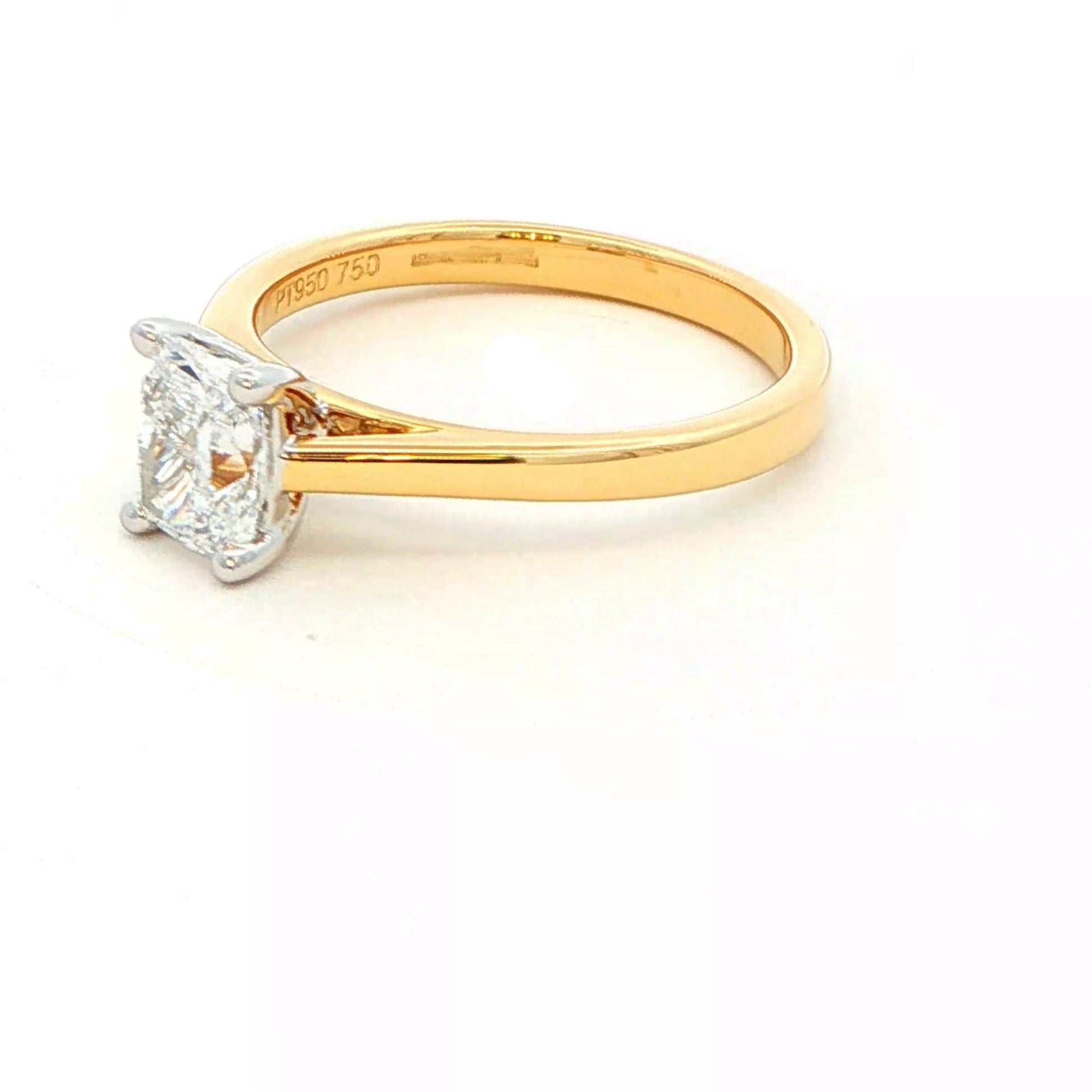 Elongated cushion shaped diamond solitaire ring - 0.90cts Gardiner Brothers