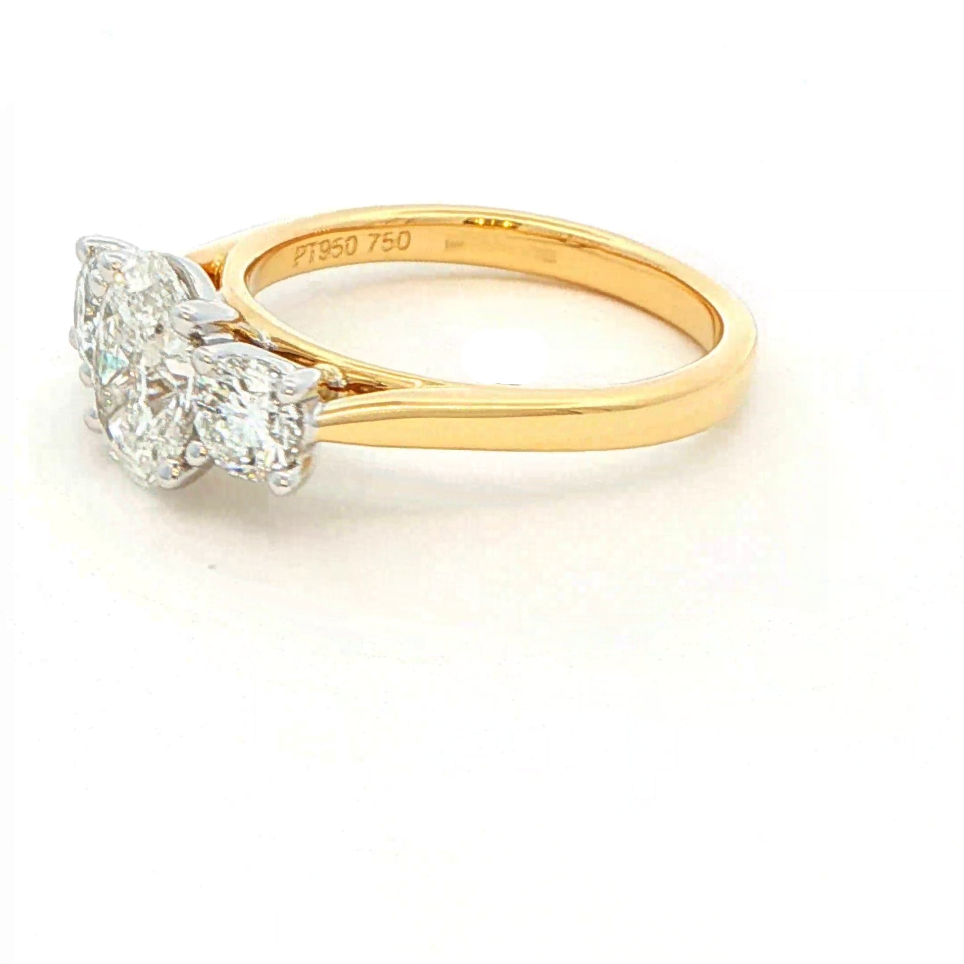 Oval and round brilliant cut diamond 3 stone ring - 1.80cts Gardiner Brothers