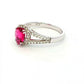 Pear Shaped Pink Tourmaline and Diamond Halo Ring with Split Diamond Set Shoulders Gardiner Brothers