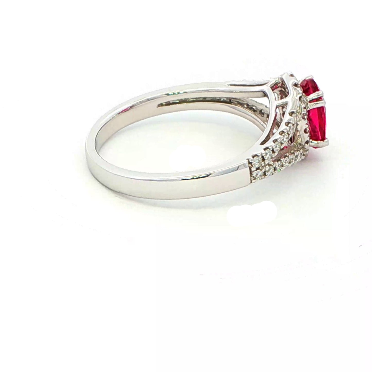 Pear Shaped Pink Tourmaline and Diamond Halo Ring with Split Diamond Set Shoulders Gardiner Brothers