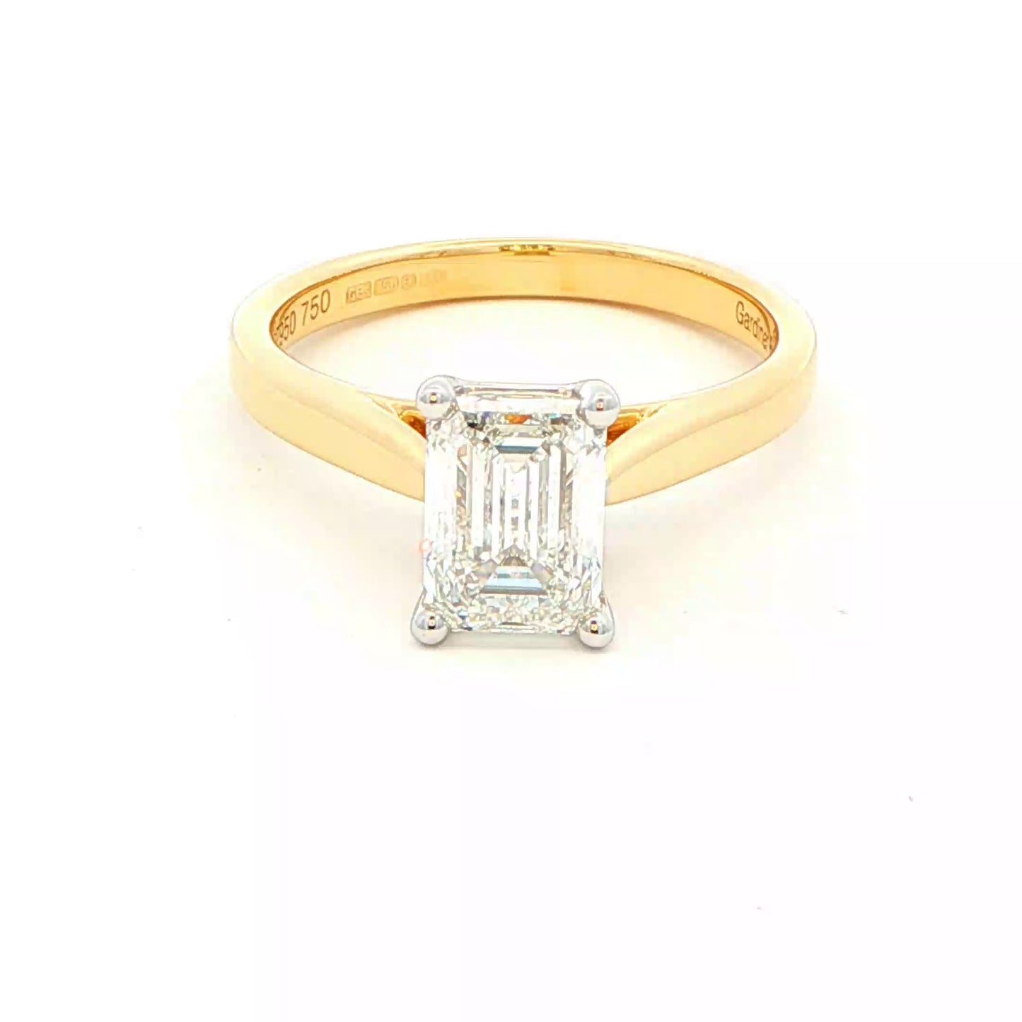 Emerald cut diamond solitaire ring - 1.52cts Gardiner Brothers