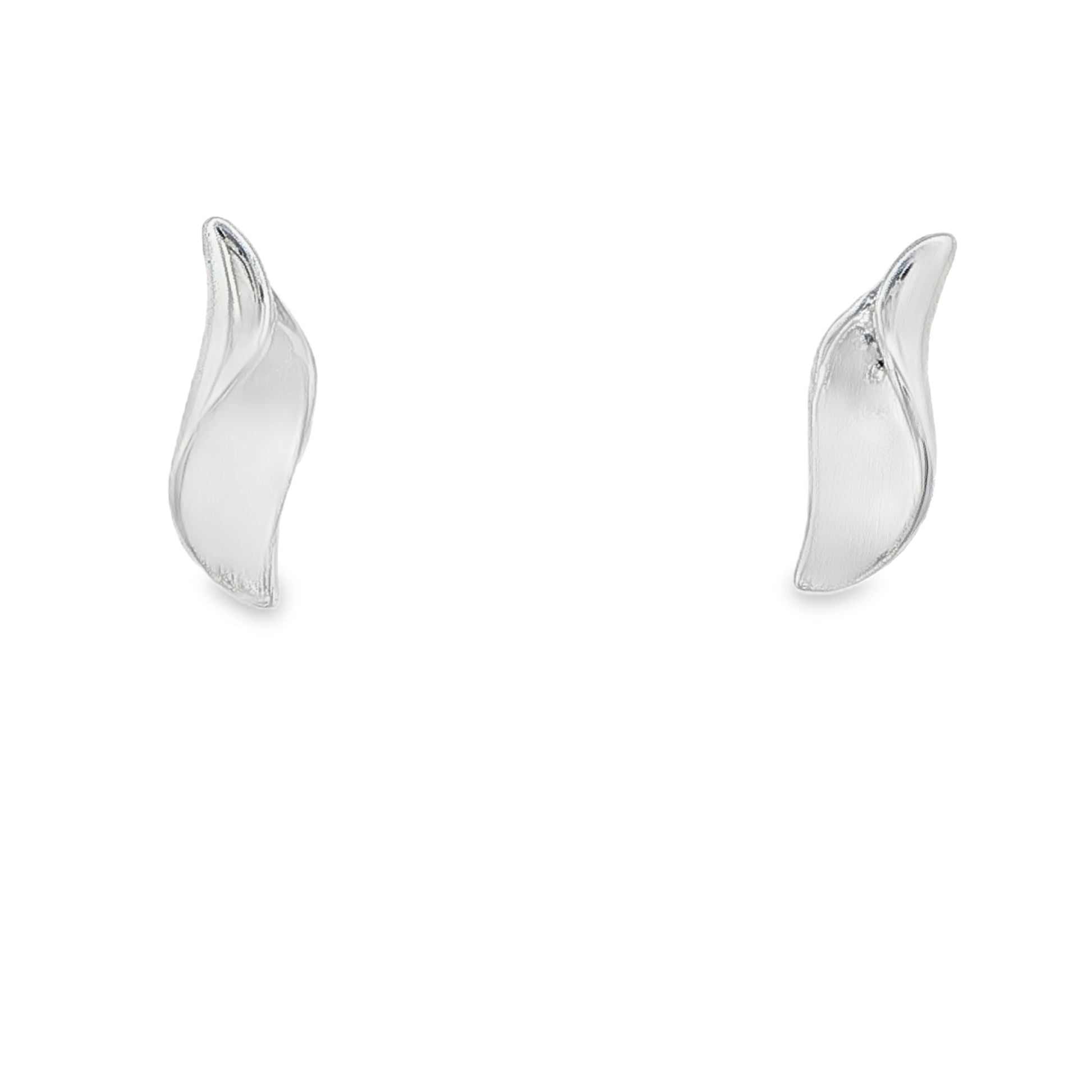 Silver Curled Leaf Shaped Stud Earrings Gardiner Brothers