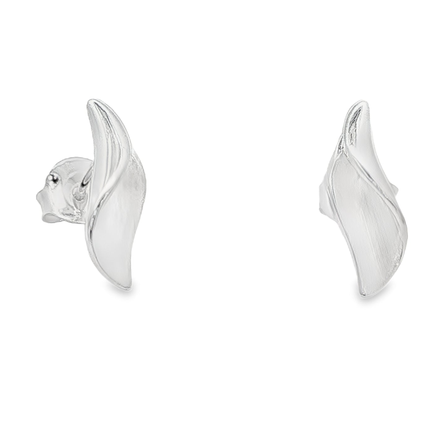Silver Curled Leaf Shaped Stud Earrings Gardiner Brothers