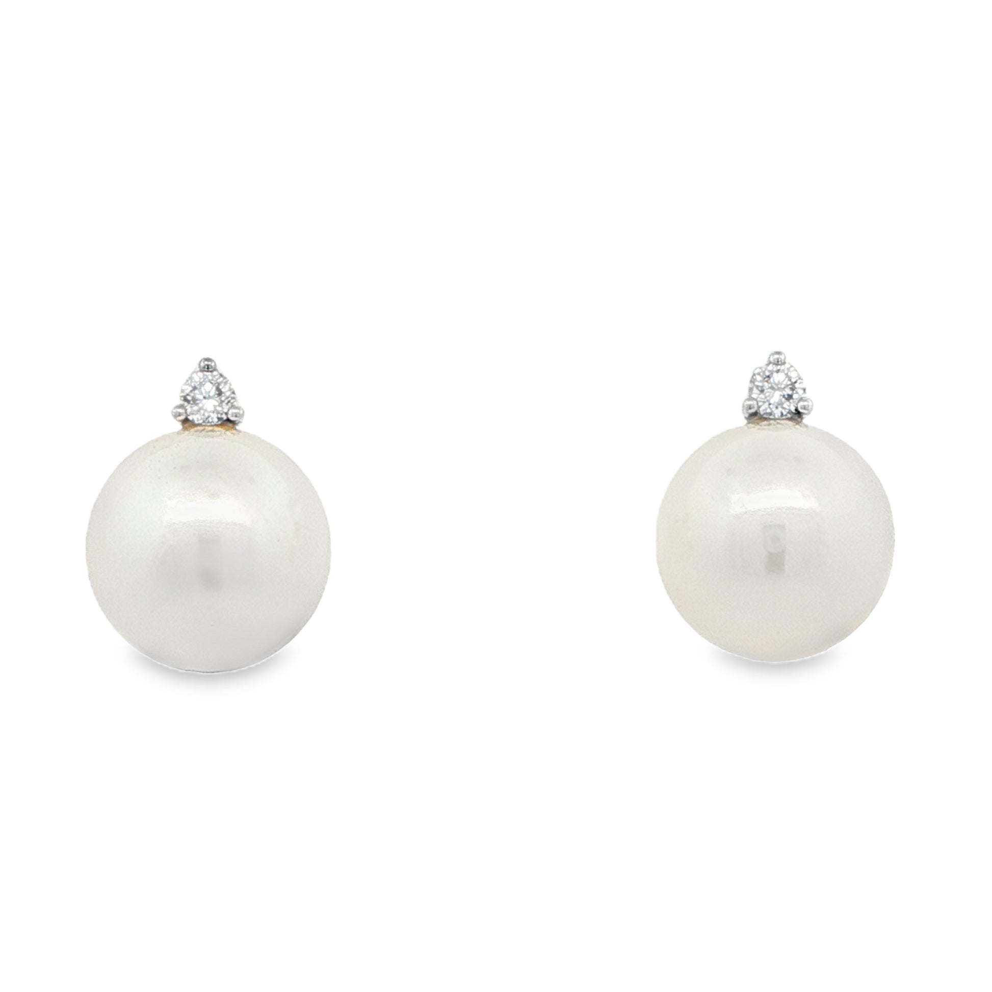 Akoya 10mm Pearl and Round Brilliant Cut Diamond Earrings Gardiner Brothers